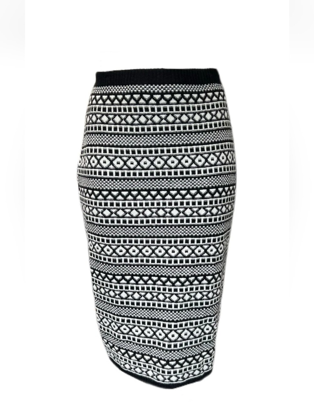 Marina Rinaldi Women's Black Galletto Knitted Straight Skirt Size L (16-18) NWT